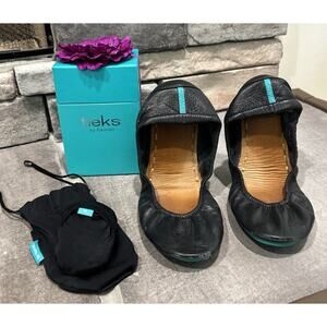 Tieks by Gavrieli Foldable Ballet Flats 8 Black Italian Leather With Box